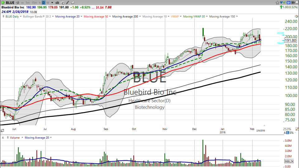 Here's a speculative stock to ponder.  Check out Bluebird Biotech (BLUE) (February 09, 2018)