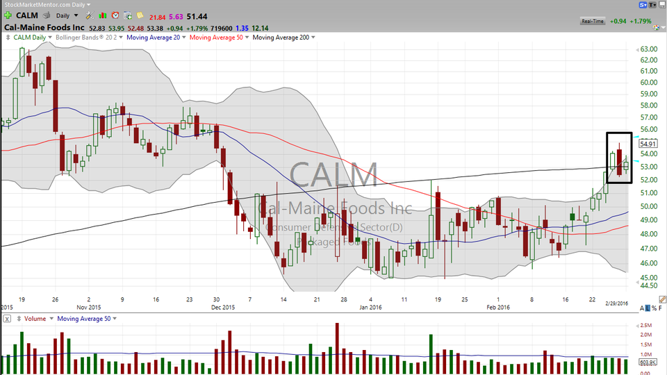 The hot dog pattern is complete.  Here's your trade on Cal-Main (CALM). (March 02, 2016)