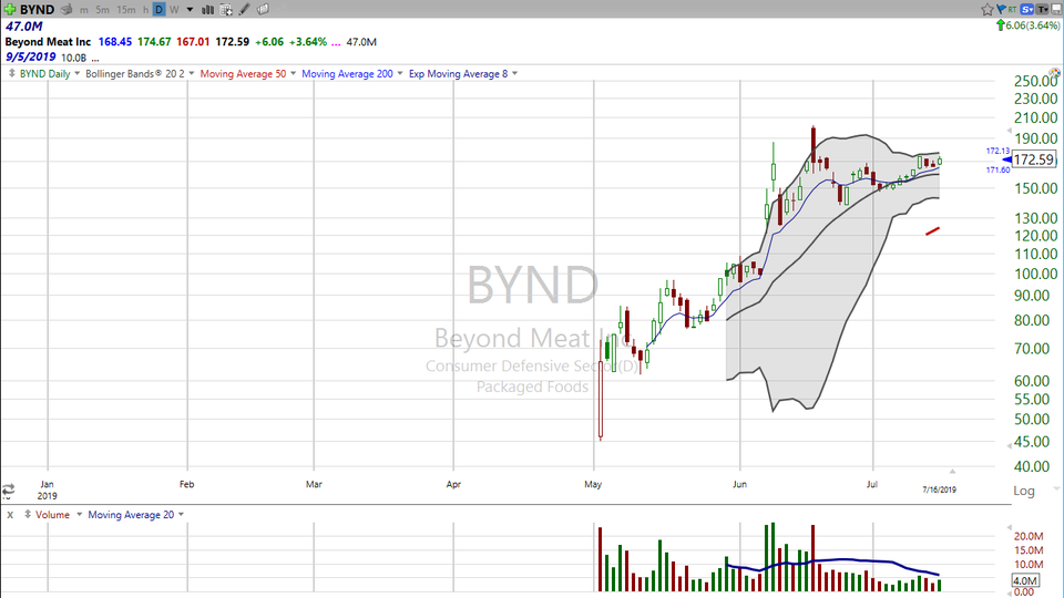 Here's some pork for your diet.  Check out Blue Apron (APRN) and Beyond Meat (BYND). (July 16, 2019)